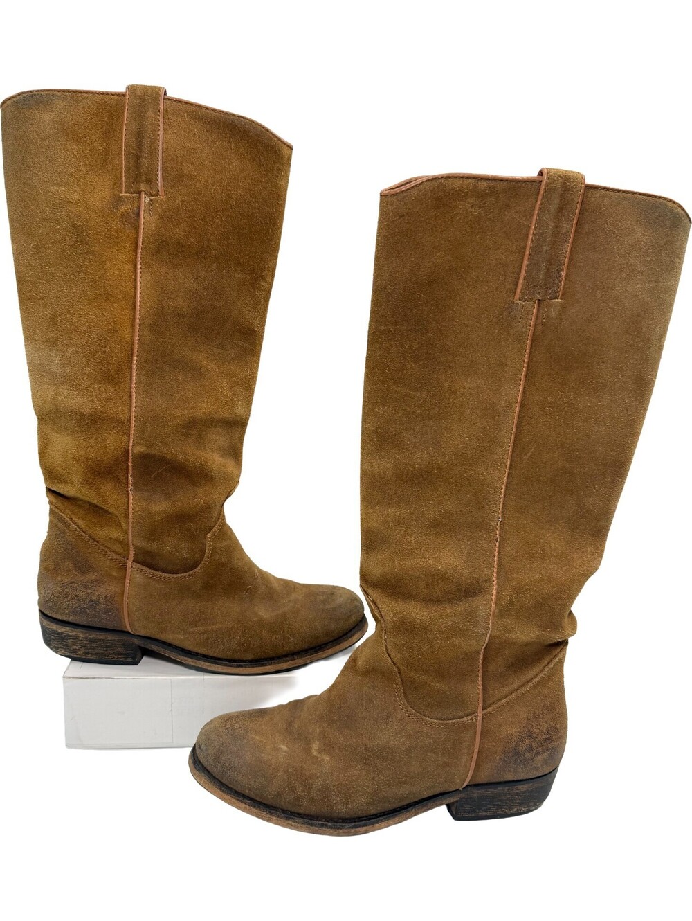 Bronx Tam Mee Women's Knee High Tan Brown Suede Leather Boots Size 37 / 6.5